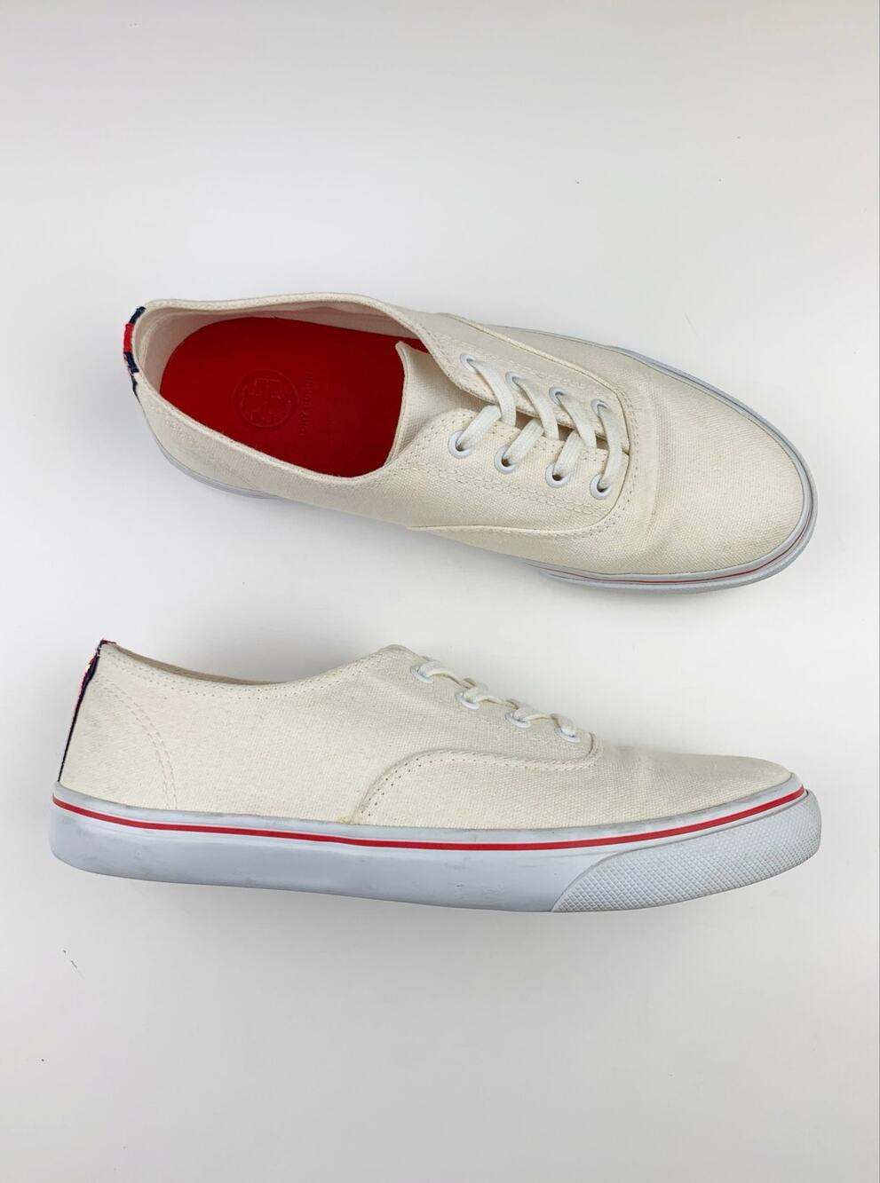 Tory Burch Murray Canvas Sneakers Cream Casual Lace Up Tennis Shoes Women's 10